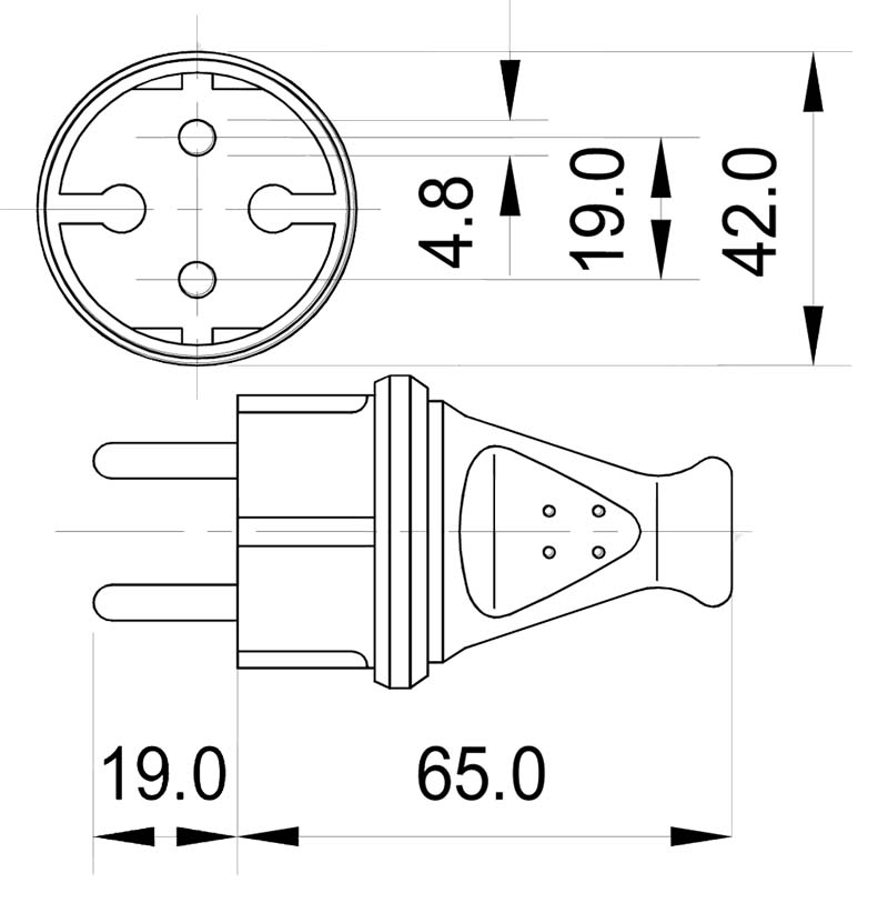 K08 2-pole contour plug IP44 type C