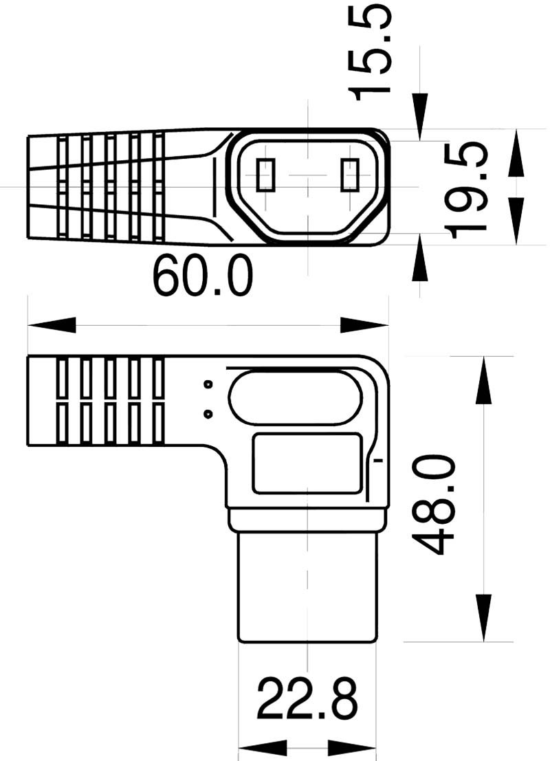 K7A-2WL angled appliance connector without earthing contact