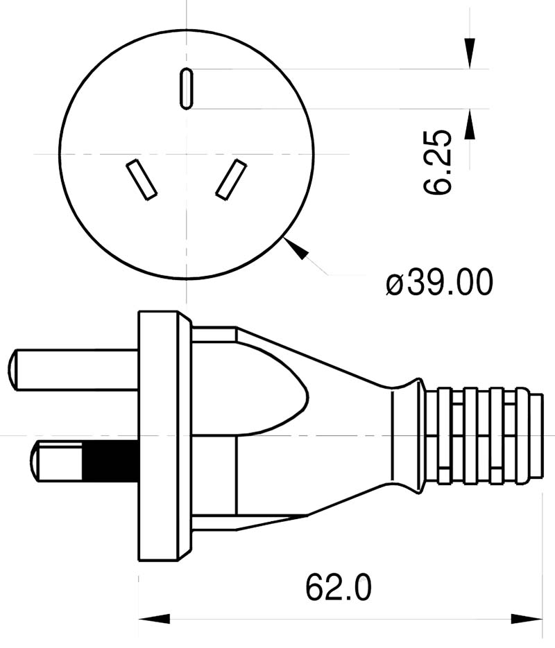 A01 Australia plug with earthing contact typ I