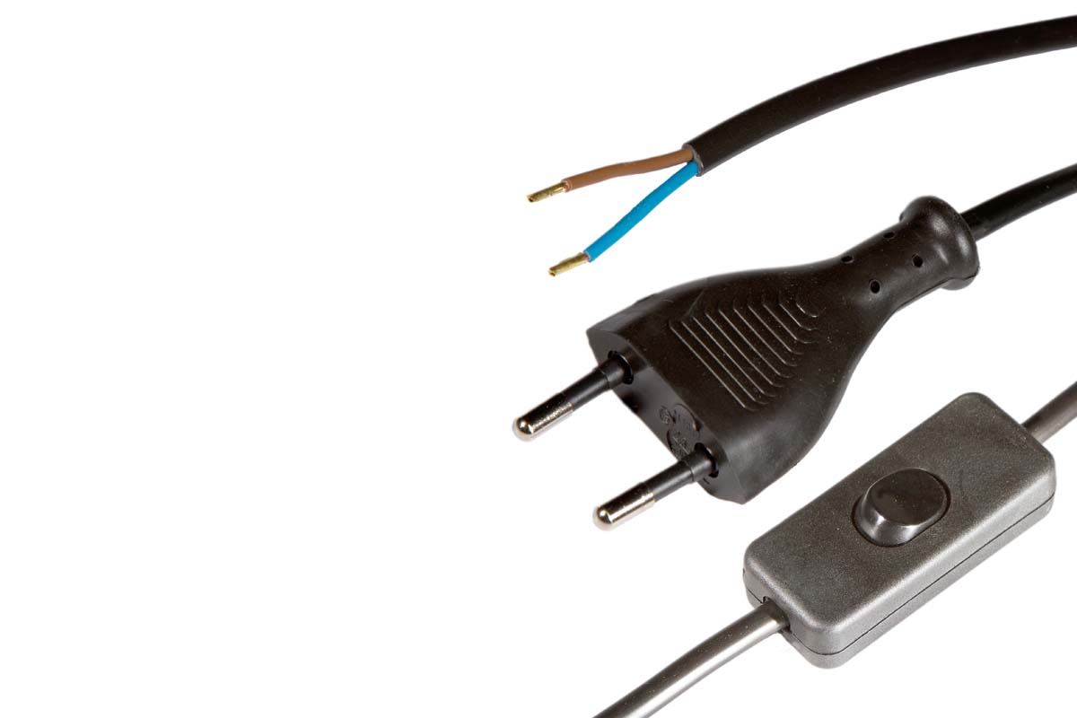 Power cord PVC Euro flat plug with switch