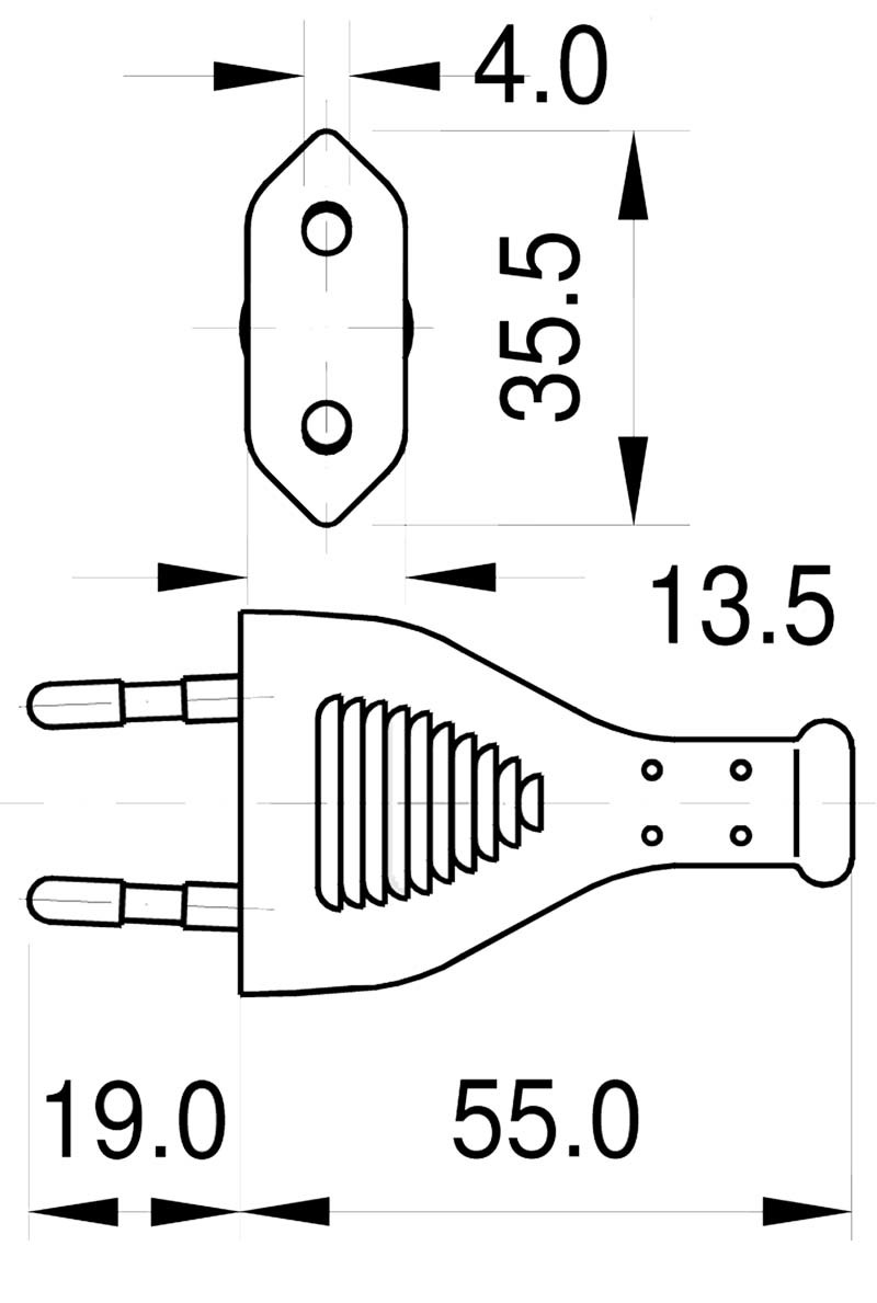 M10E 2-pole Euro-flat-plug typ C