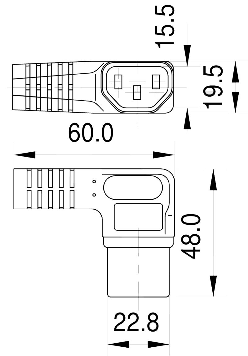 K7A-1WL angled appliance connector with earthing contact