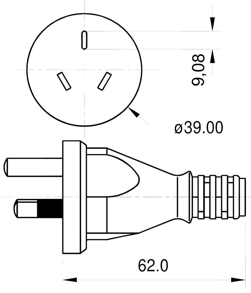 A15 15 amp 2-pole Australia plug  type I